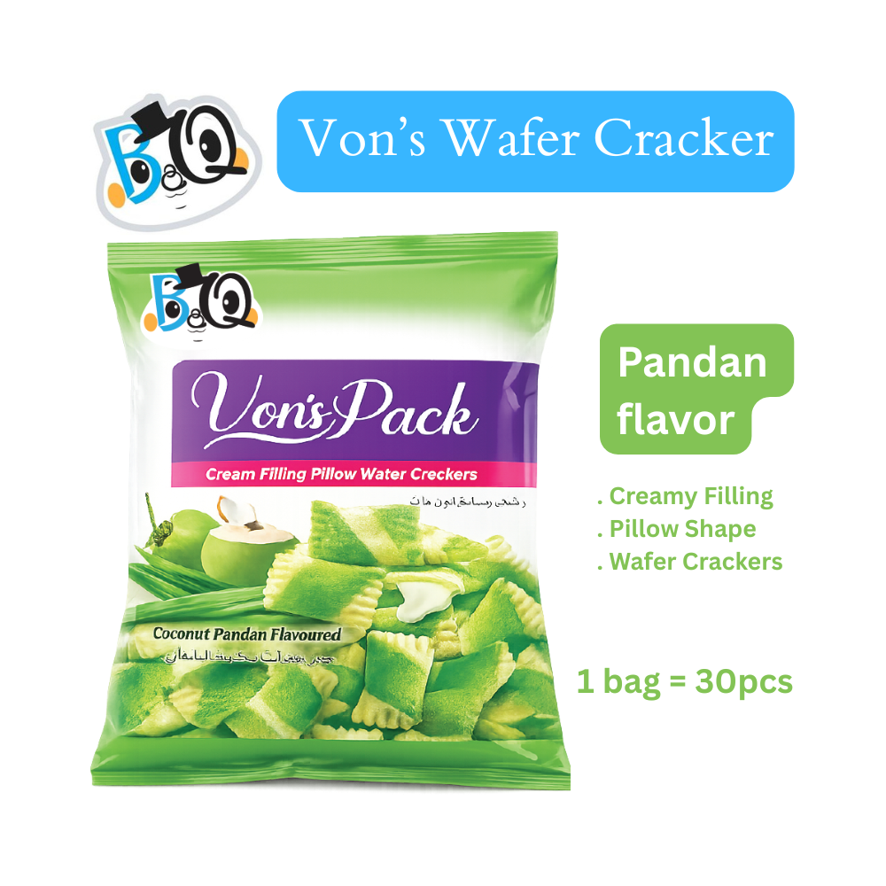 BQ Von’s Pillow Wafer Crackers - Pandan (40pcs)