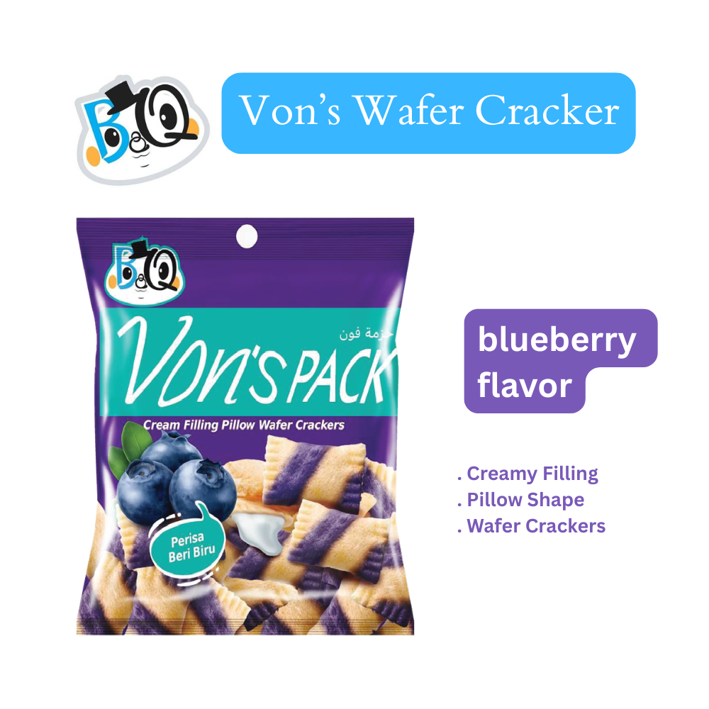 BQ Von's Pillow Wafer Crackers - Blueberry (40pcs)