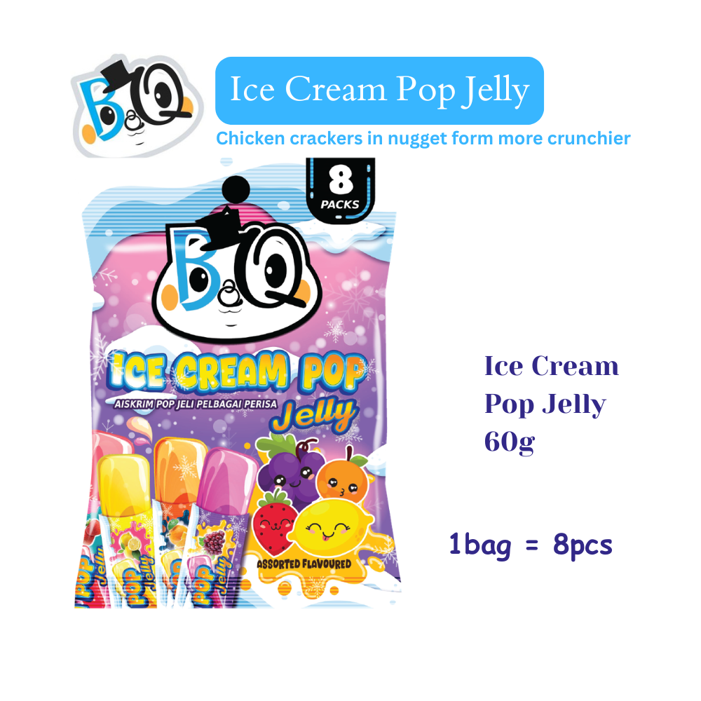 BQ Ice Cream Pop Jelly  Mixed Flavor Mango / Strawberry / Orange / Blueberry  (Price for 1 box)