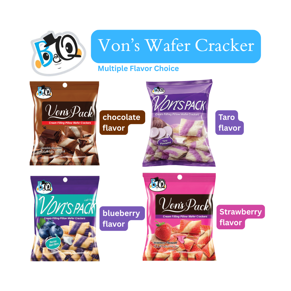 BQ Von's Multiple flavor Pillow Wafer Pack Chocolate / Strawberry / Taro / Blueberry (40pcs)