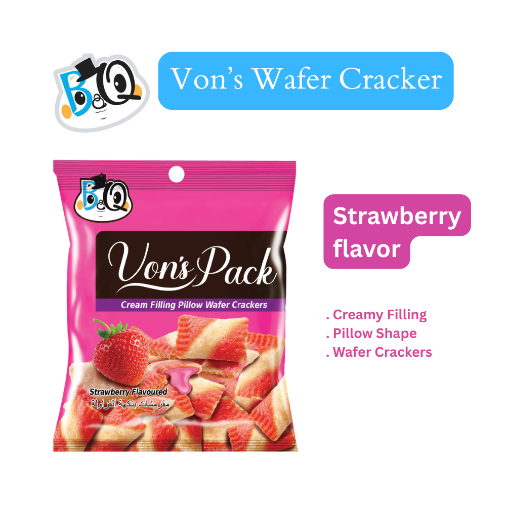 Von’s Pillow Wafer Crackers - Strawberry (40pcs)