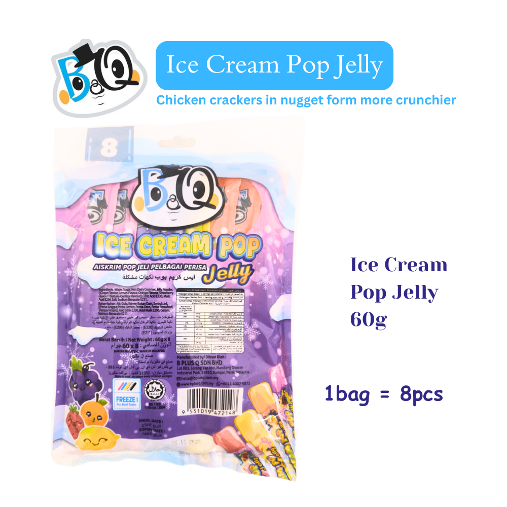 BQ Ice Cream Pop Jelly  Mixed Flavor Mango / Strawberry / Orange / Blueberry  (Price for 1 box)