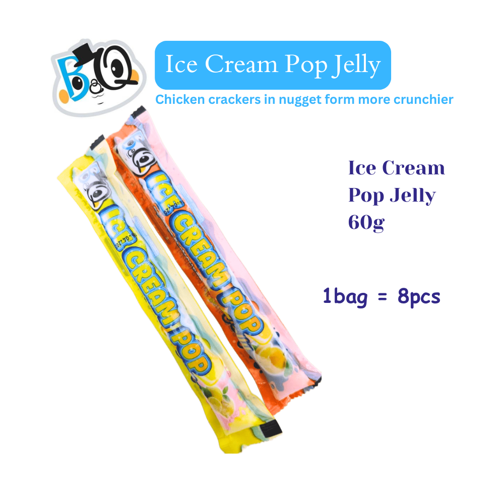 BQ Ice Cream Pop Jelly  Mixed Flavor Mango / Strawberry / Orange / Blueberry  (Price for 1 box)