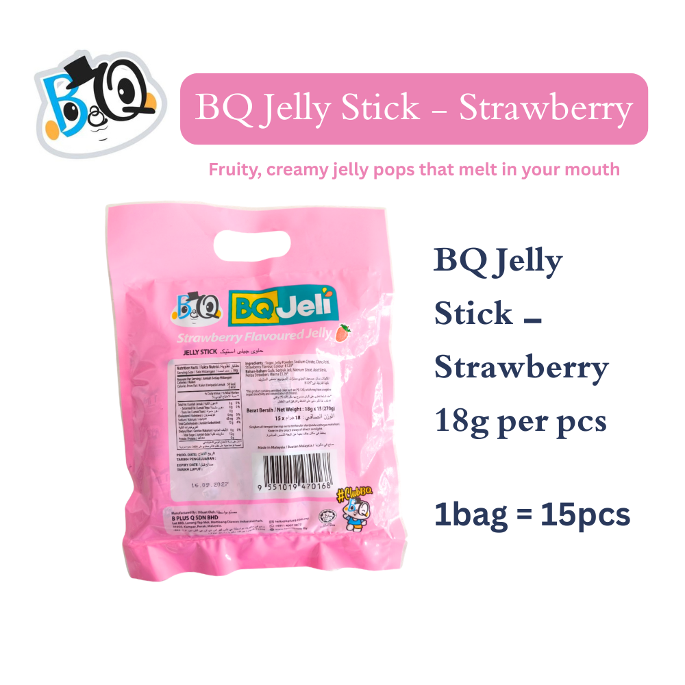 BQ Jelly Sticks - Strawberry Flavour (1 Box) pudding ice cream