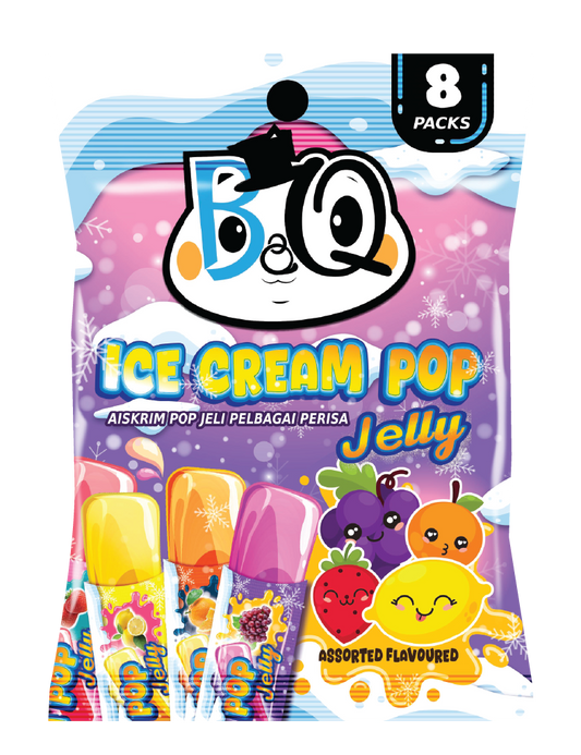 BQ Ice Cream Pop Jelly  Mixed Flavor Mango / Strawberry / Orange / Blueberry  (Price for 1 box)
